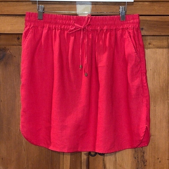 KENAR 💯 Linen Red Mini Skirt Sz. MD - Picture 1 of 13